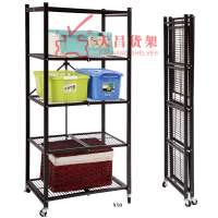 High quality warehouse shelf storage folding rack metal home folding rack folding double garment rack wheels  bathroom storage r