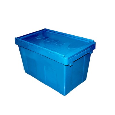 Collapsible blue color nesting packaging plastic crates with cover for sale