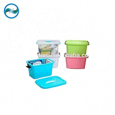 plastic colored home cloth storage box with wheels for easy moving