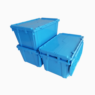 wholesale custom logo attached lid moving stackable plastic beer crate